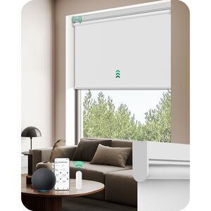 Motorized Roller Blinds 100% Blackout Smart Shades White 34”W x 72"H